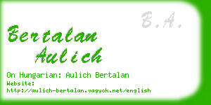 bertalan aulich business card